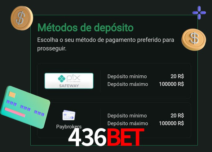 O cassino 436bet oferece uma grande variedade de métodos de pagamento